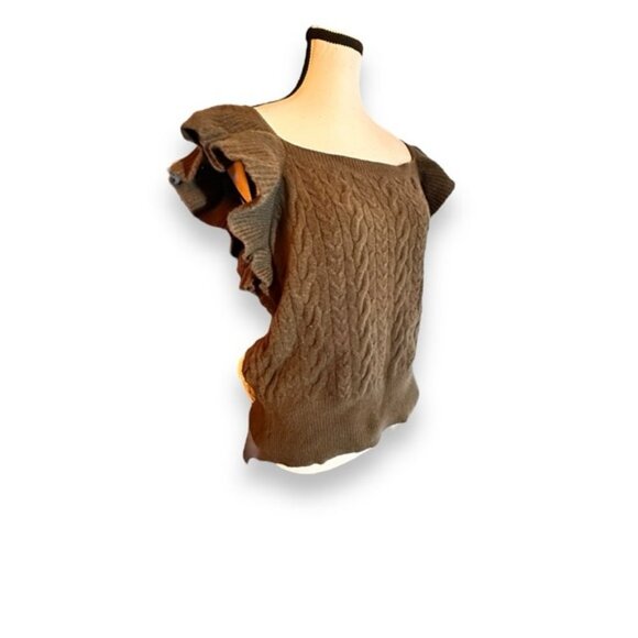 Women’s XXL a new day Army Green Flutter Sleeveless Cable Knit Crop Top - Picture 7 of 9